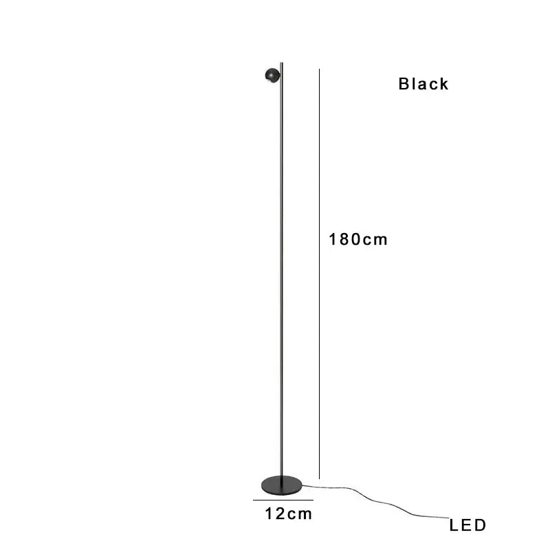 Minimalist black and brass led floor lamp for living room