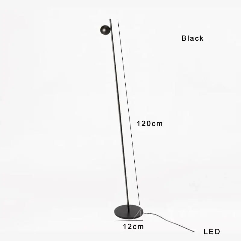 Minimalist black and brass led floor lamp for living room
