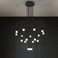Geometric black led linear chandelier for dining room