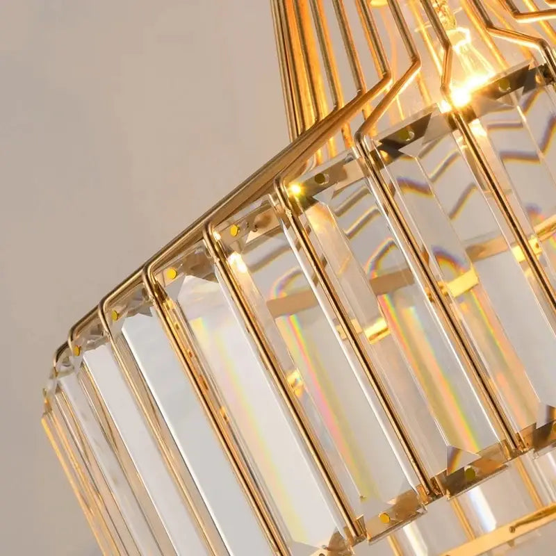 Modern black led pendant chandelier with crystals for dining room