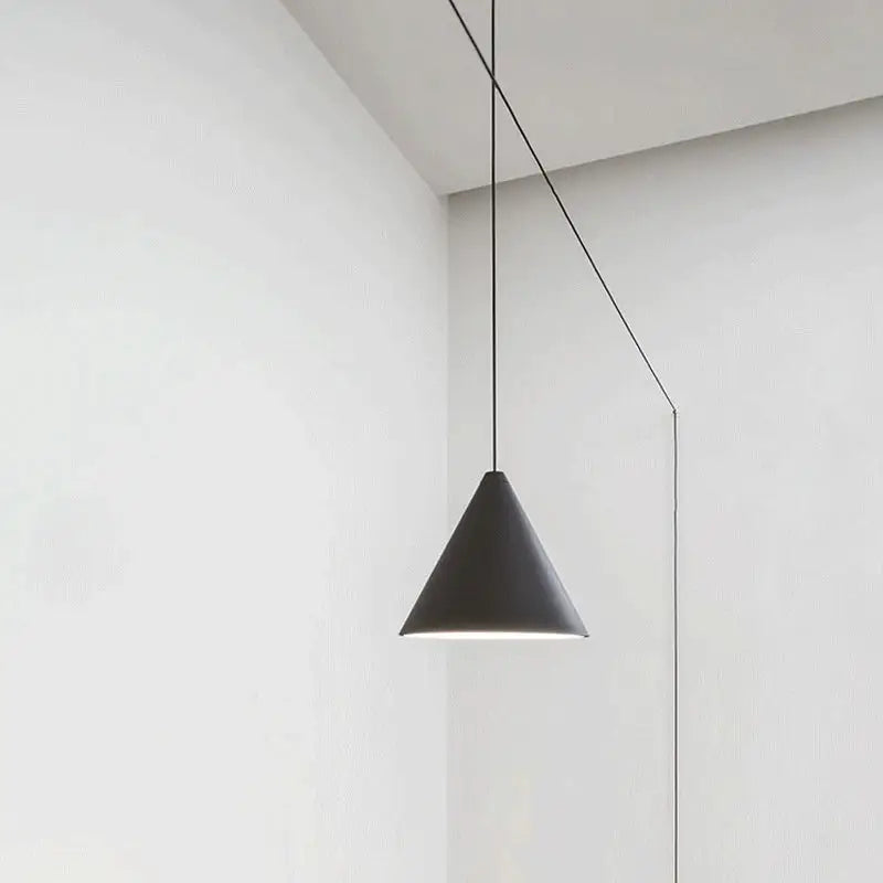 Modern minimalist black led pendant – dining room conical light