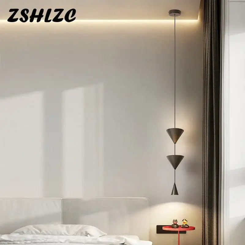 Modern matte bronze triple triangle led pendant – dining room