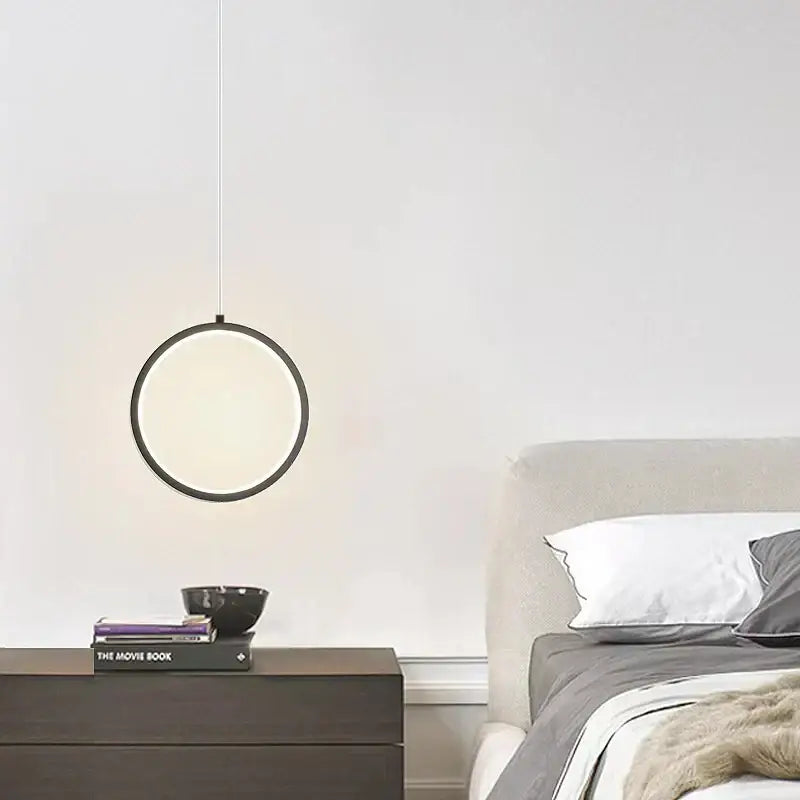 Modern minimalist black led pendant light for bedroom glow