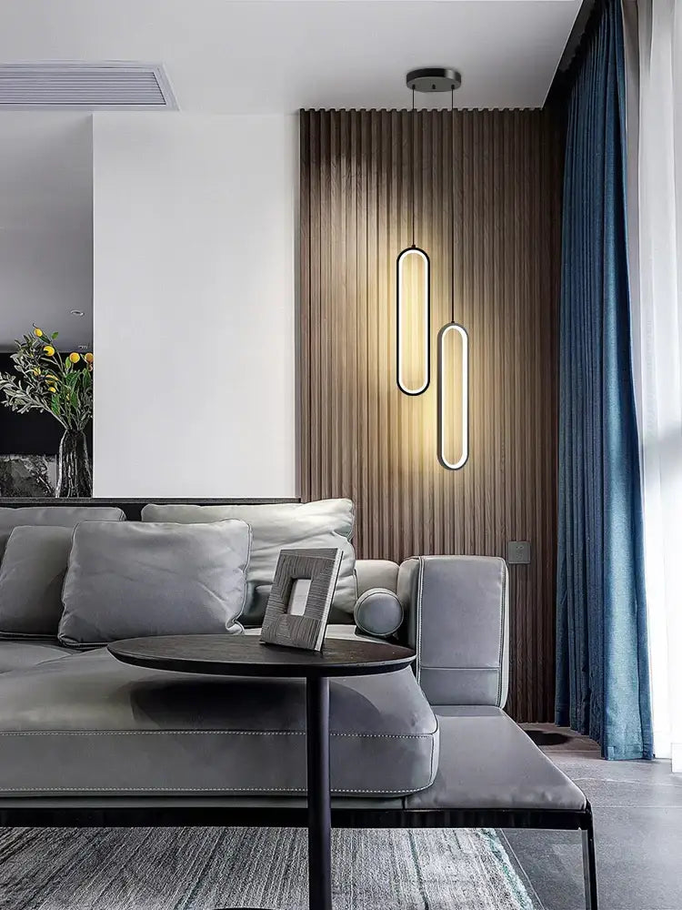 Modern minimalist black led pendant light for bedroom glow