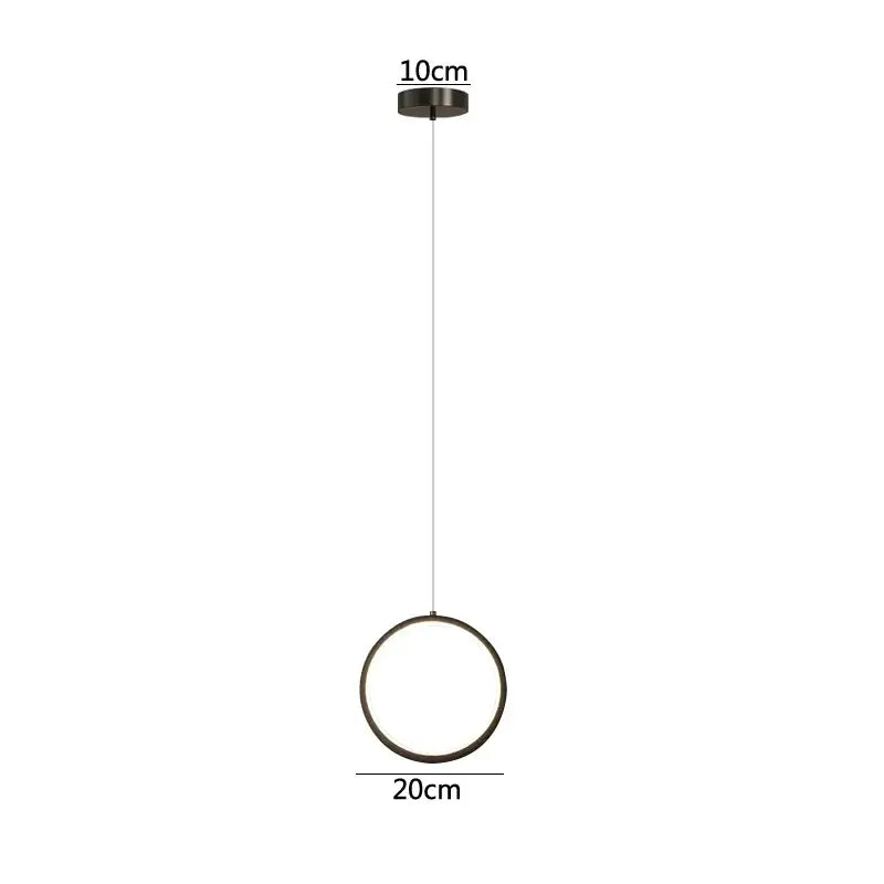 Modern minimalist black led pendant light for bedroom glow