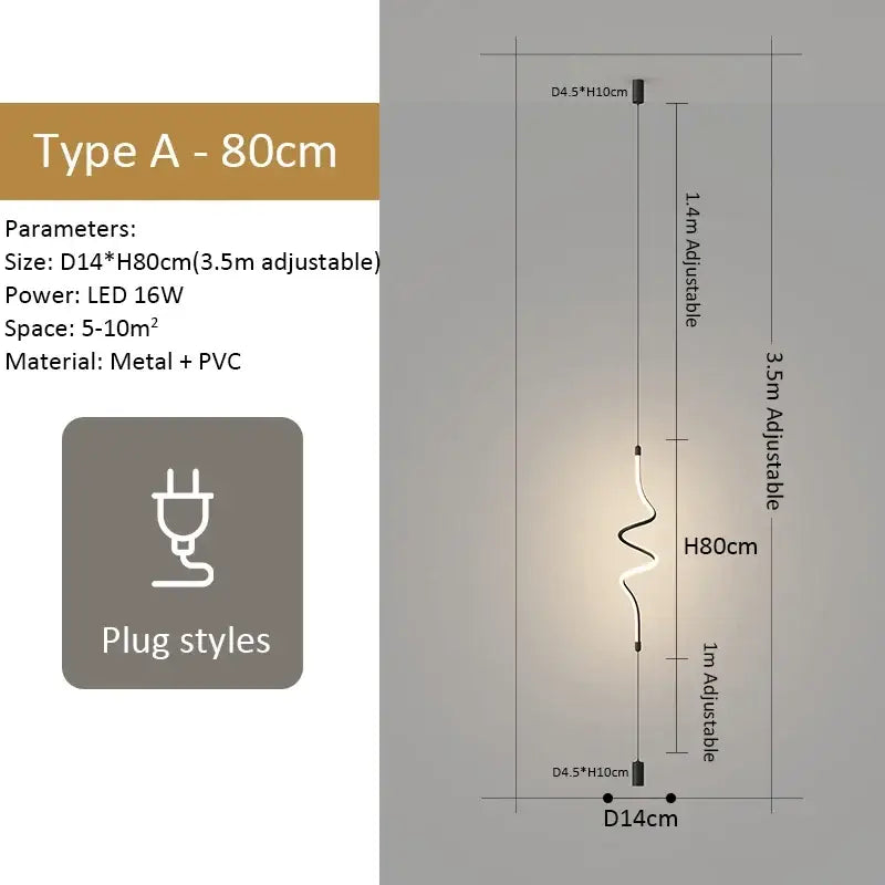 Modern minimalist black led pendant light for living room