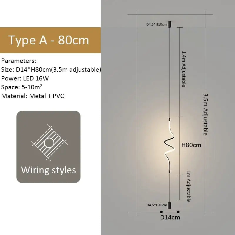 Modern minimalist black led pendant light for living room