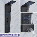 Matte black led shower column with massage jets for bathroom