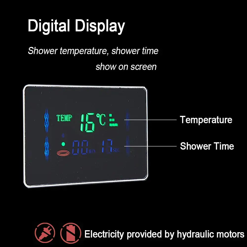 Modern black led shower faucet system with massage jets bathroom panel