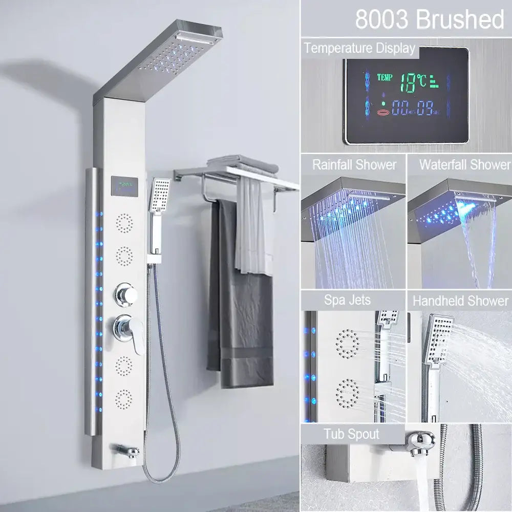 Decorbites black led shower panel bathroom faucet with blue light