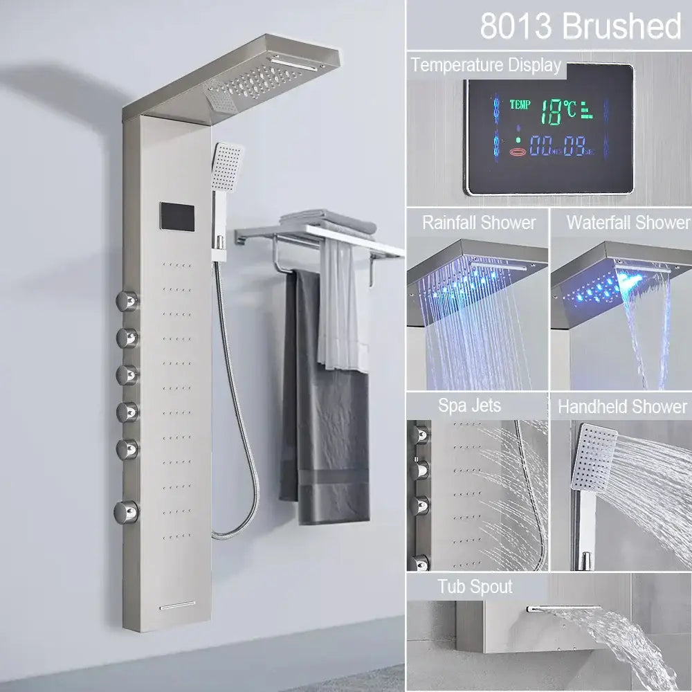Decorbites black led shower panel bathroom faucet with blue light