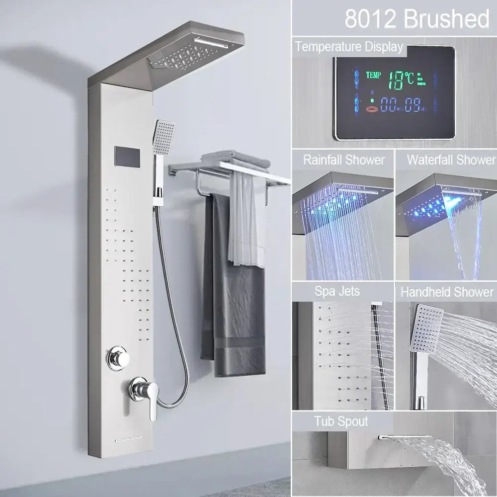 Decorbites black led shower panel bathroom faucet with blue light