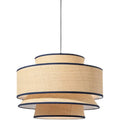 Beige & black woven tiered pendant light for dining room