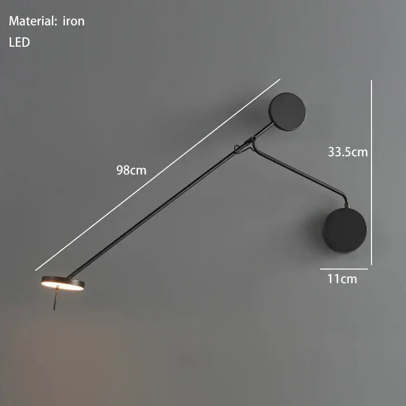 Minimalist black led wall reading light for bedroom