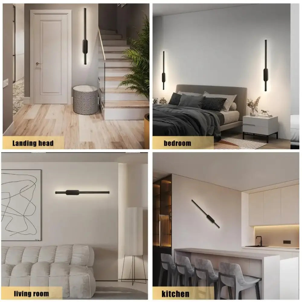 Minimalist black led wall sconce bedroom telescopic light fixture