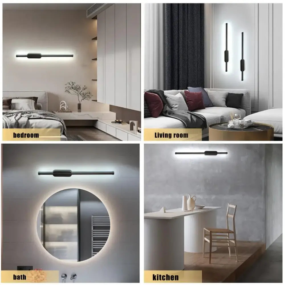 Minimalist black led wall sconce bedroom telescopic light fixture