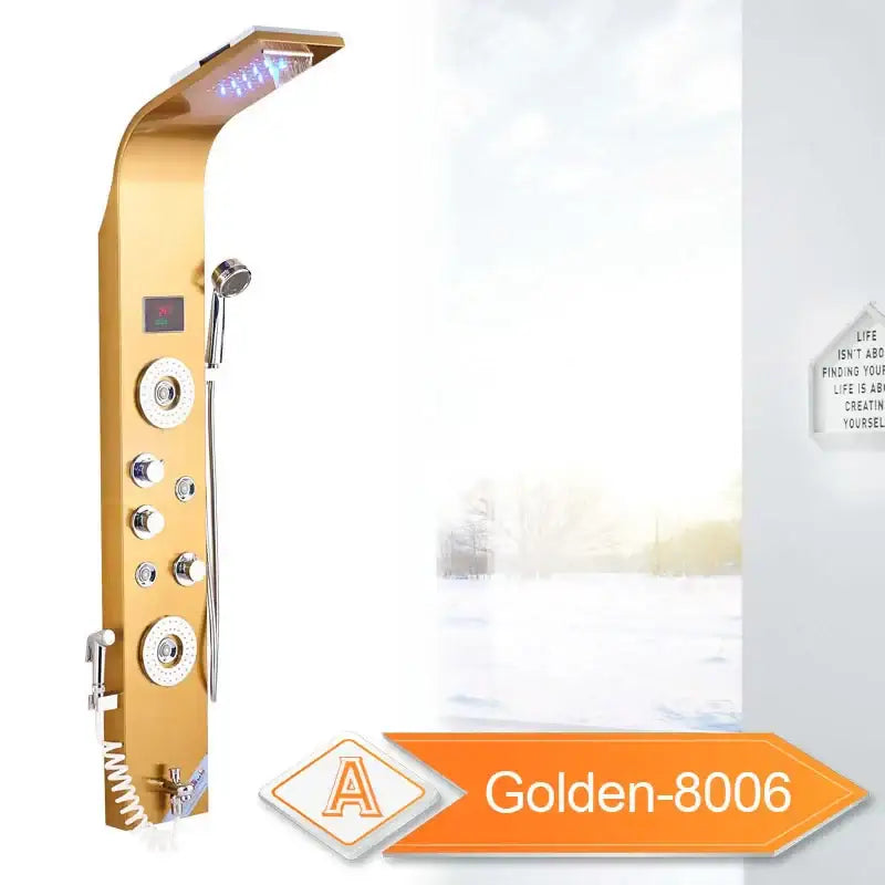 Modern black led waterfall shower panel bathroom system with bidet tap
