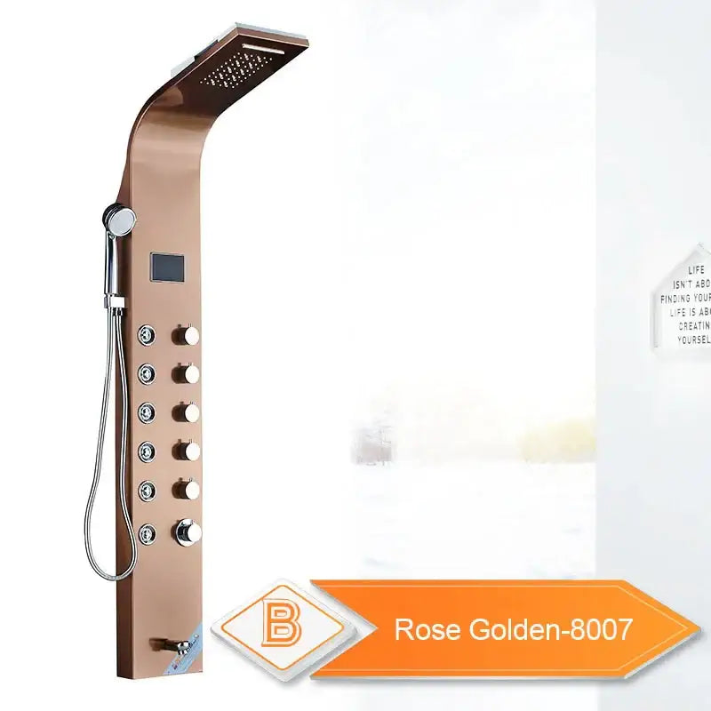 Modern black led waterfall shower panel bathroom system with bidet tap
