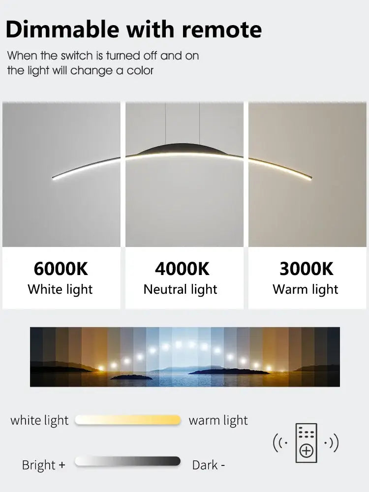 Modern minimalist black line chandelier dining room pendant light