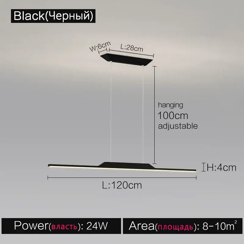 Modern minimalist black line chandelier dining room pendant light