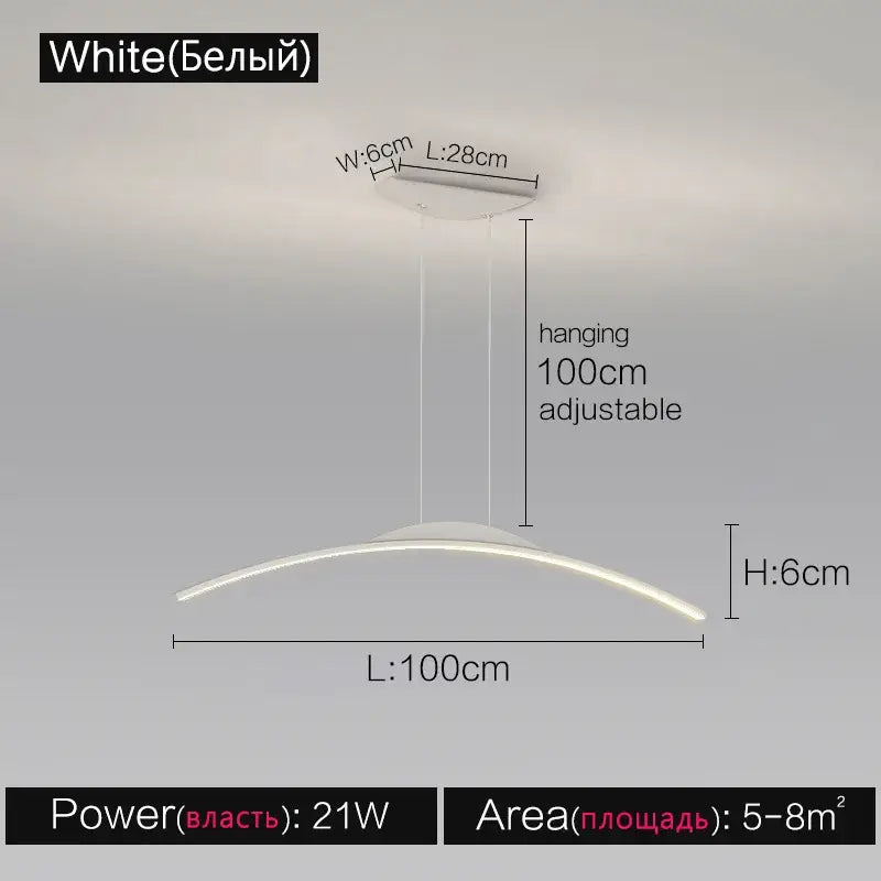 Modern minimalist black line chandelier dining room pendant light