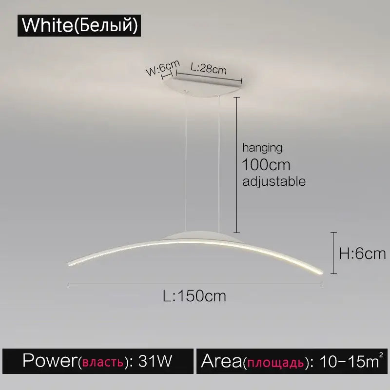 Modern minimalist black line chandelier dining room pendant light