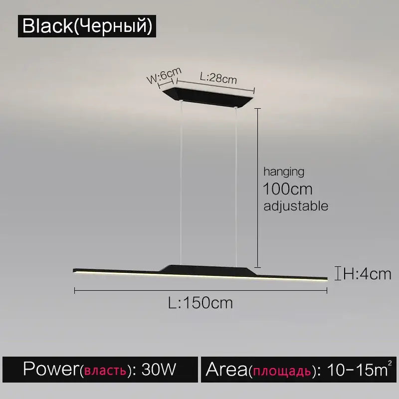 Modern minimalist black line chandelier dining room pendant light