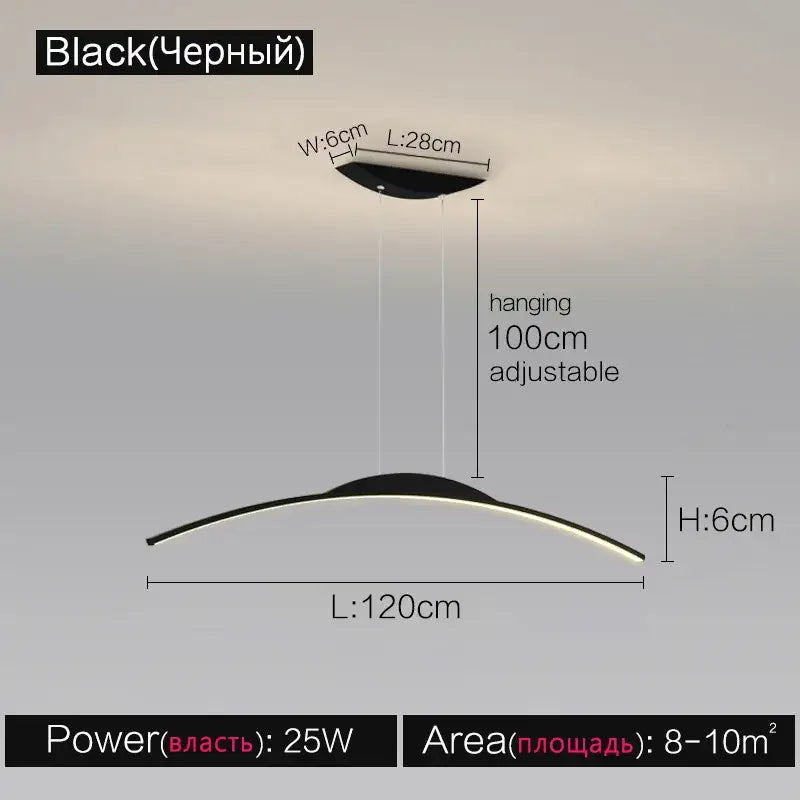 Modern minimalist black line chandelier dining room pendant light
