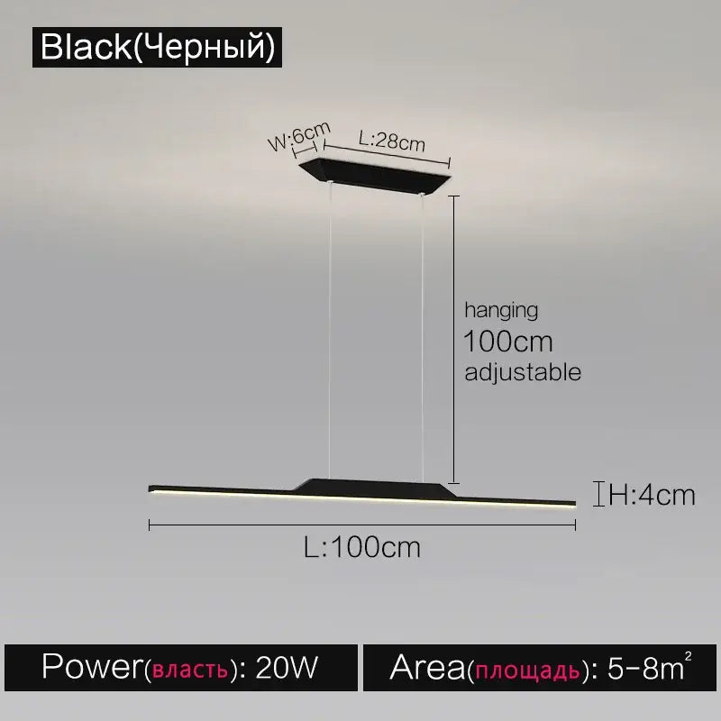 Modern minimalist black line chandelier dining room pendant light