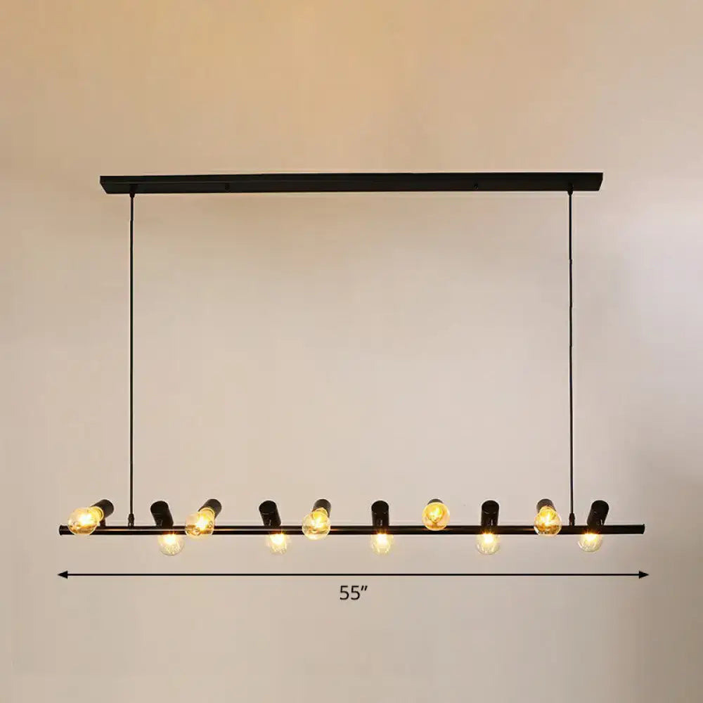 Industrial black linear island pendant light kitchen edison bulbs