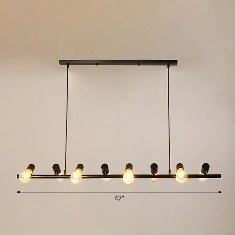 Industrial black linear island pendant light kitchen edison bulbs
