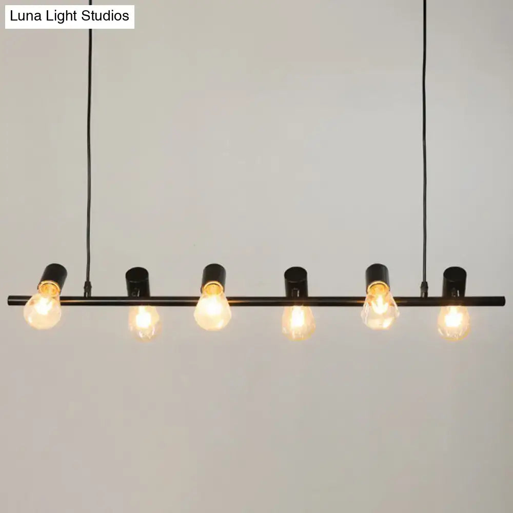 Industrial black linear island pendant light kitchen edison bulbs