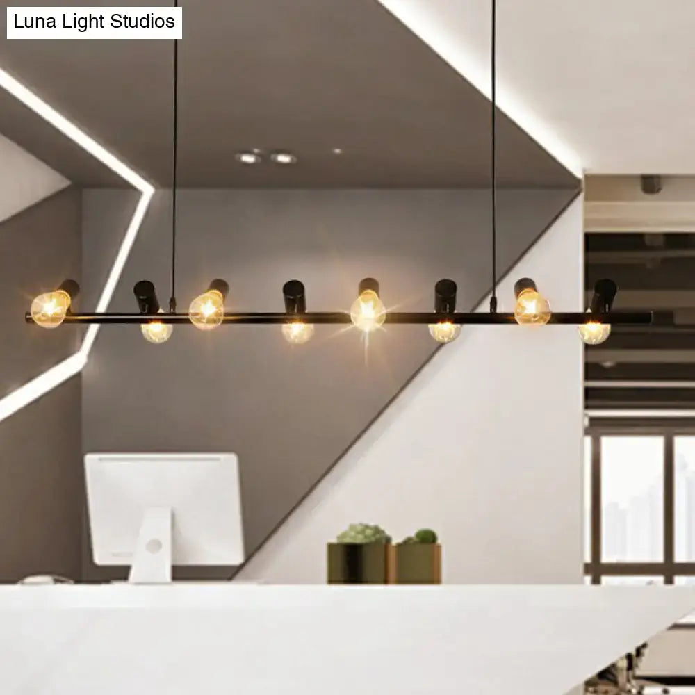 Industrial black linear island pendant light kitchen edison bulbs