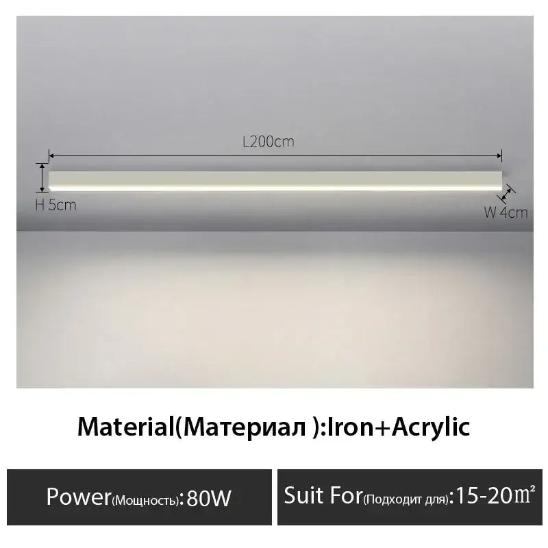 Modern black linear led ceiling lamp for living room