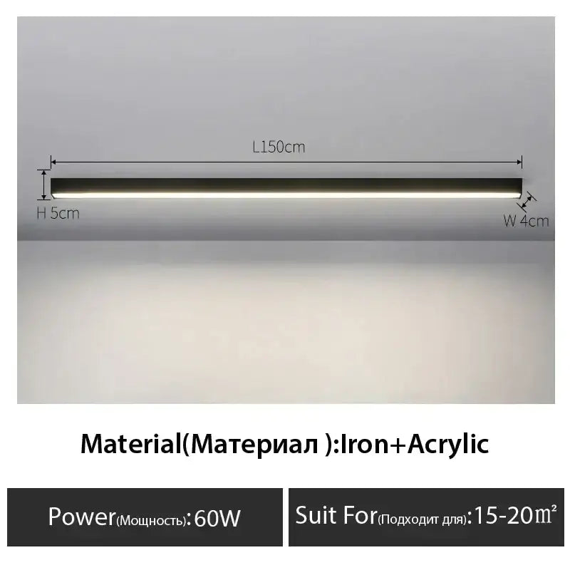 Modern black linear led ceiling lamp for living room