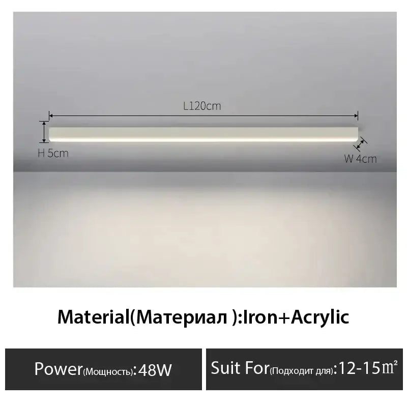 Modern black linear led ceiling lamp for living room