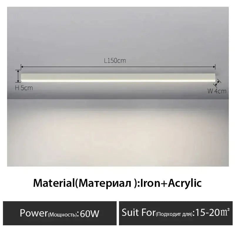 Modern black linear led ceiling lamp for living room
