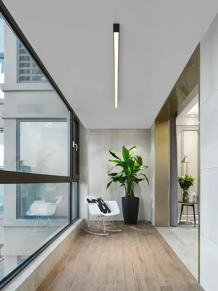 Modern black linear led ceiling lamp for living room