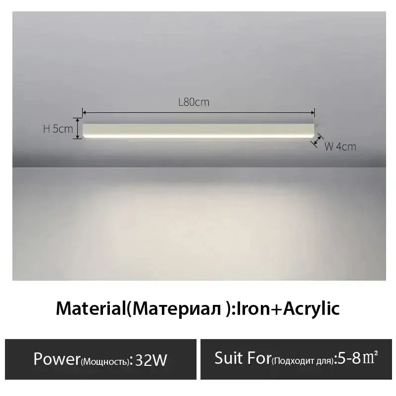 Modern black linear led ceiling lamp for living room