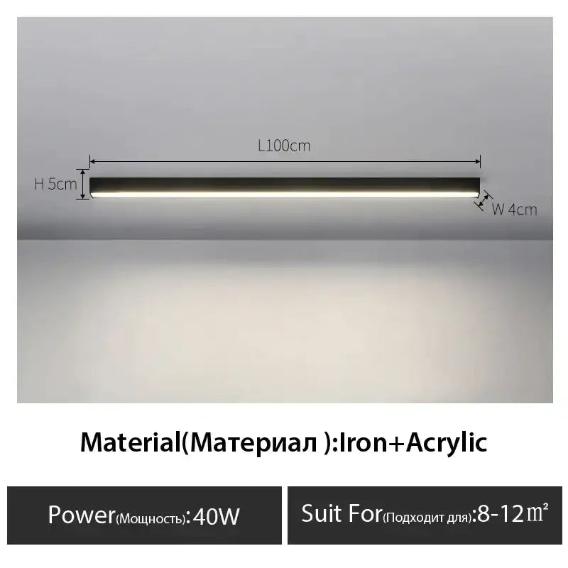 Modern black linear led ceiling lamp for living room