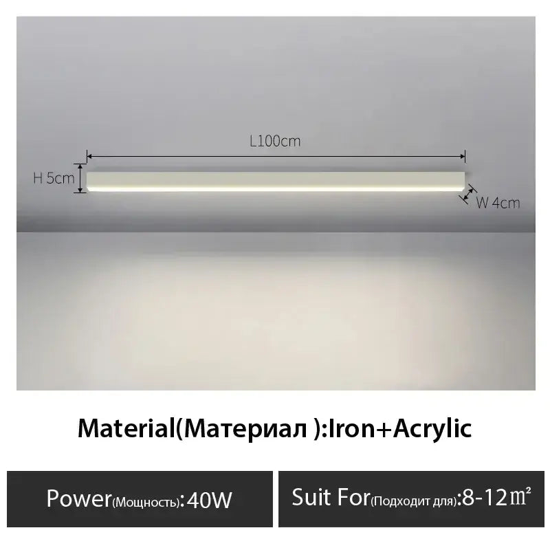 Modern black linear led ceiling lamp for living room