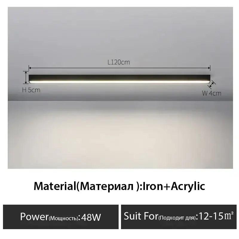 Modern black linear led ceiling lamp for living room