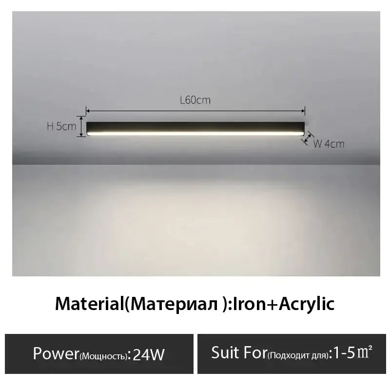 Modern black linear led ceiling lamp for living room