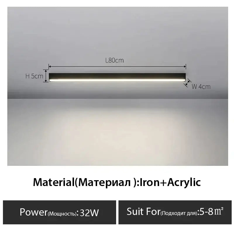 Modern black linear led ceiling lamp for living room