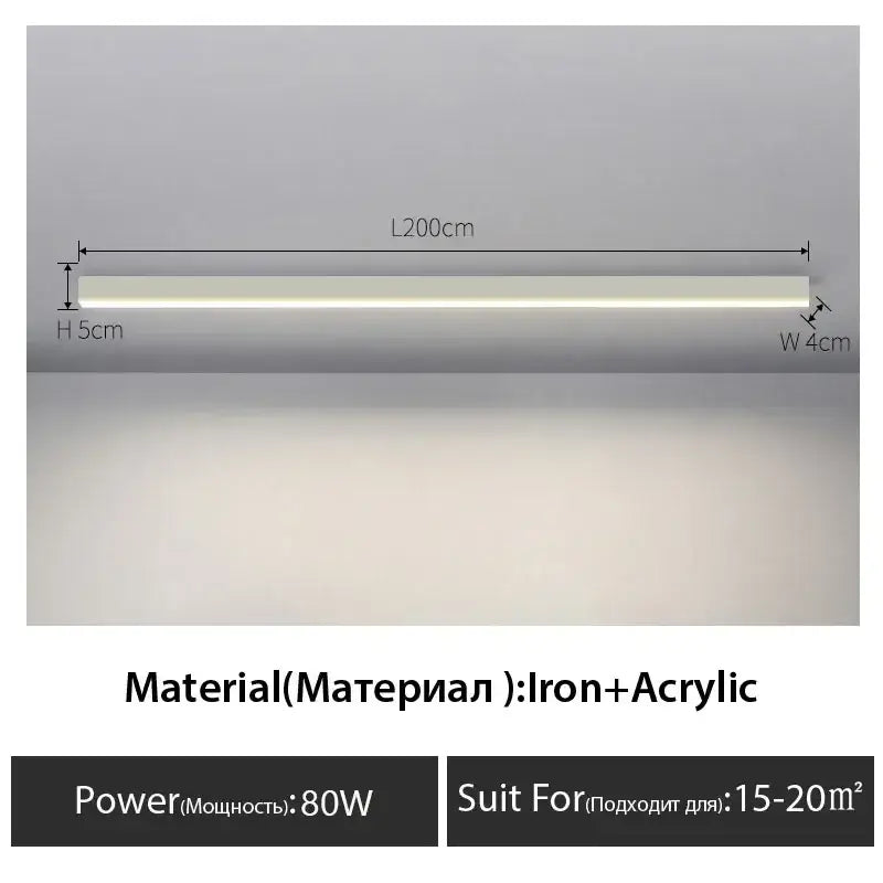 Minimalist black linear led ceiling light – living room 2 pack