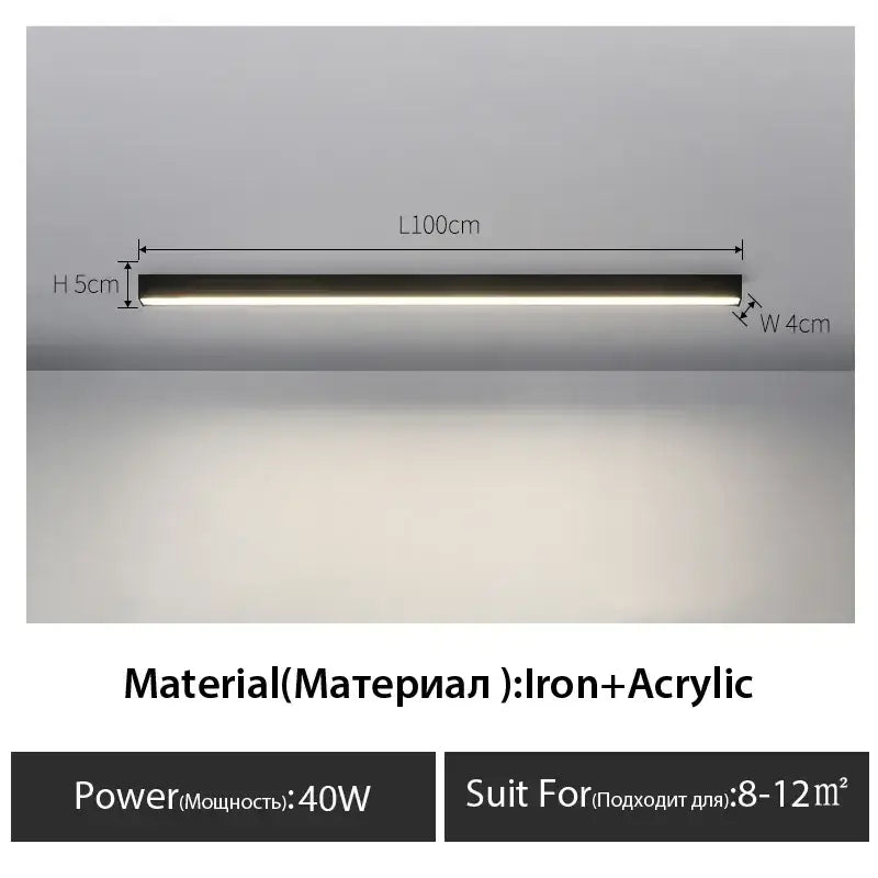 Minimalist black linear led ceiling light – living room 2 pack