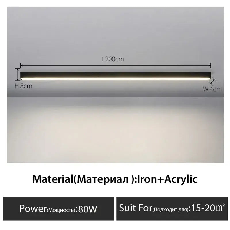 Minimalist black linear led ceiling light – living room 2 pack