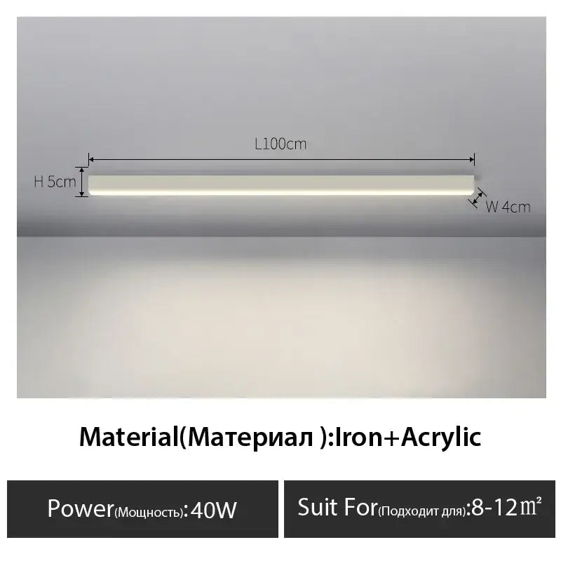 Minimalist black linear led ceiling light – living room 2 pack