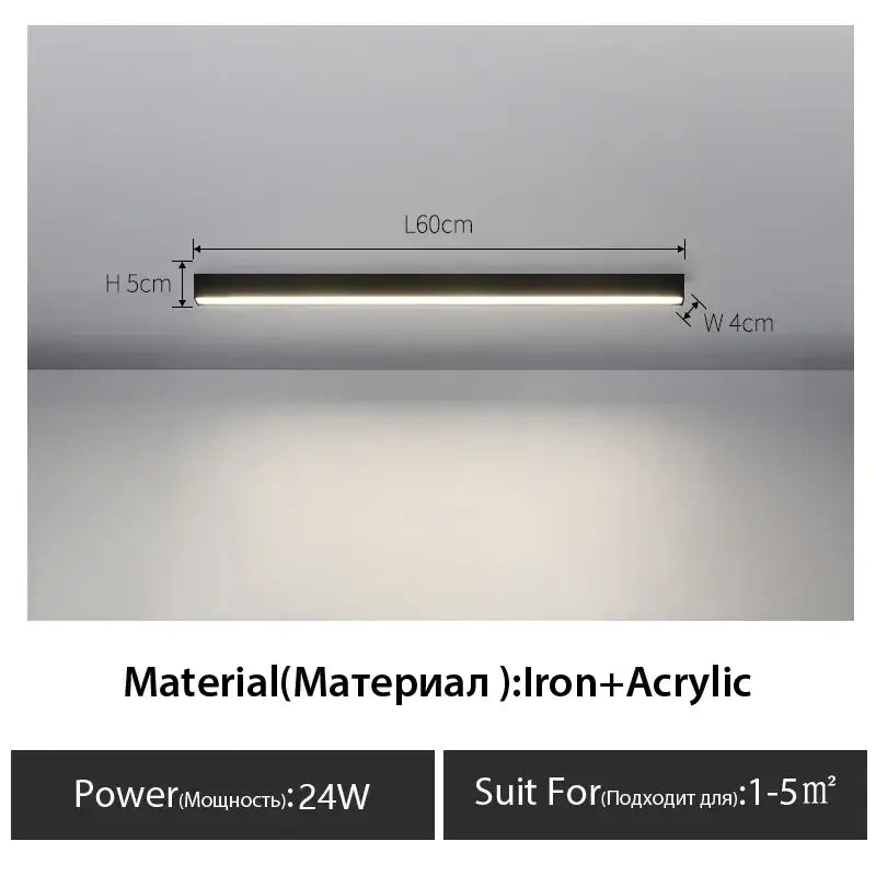 Minimalist black linear led ceiling light – living room 2 pack