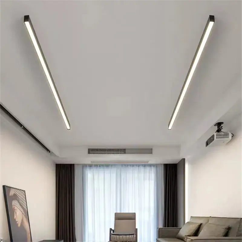 Minimalist black linear led ceiling light – living room 2 pack